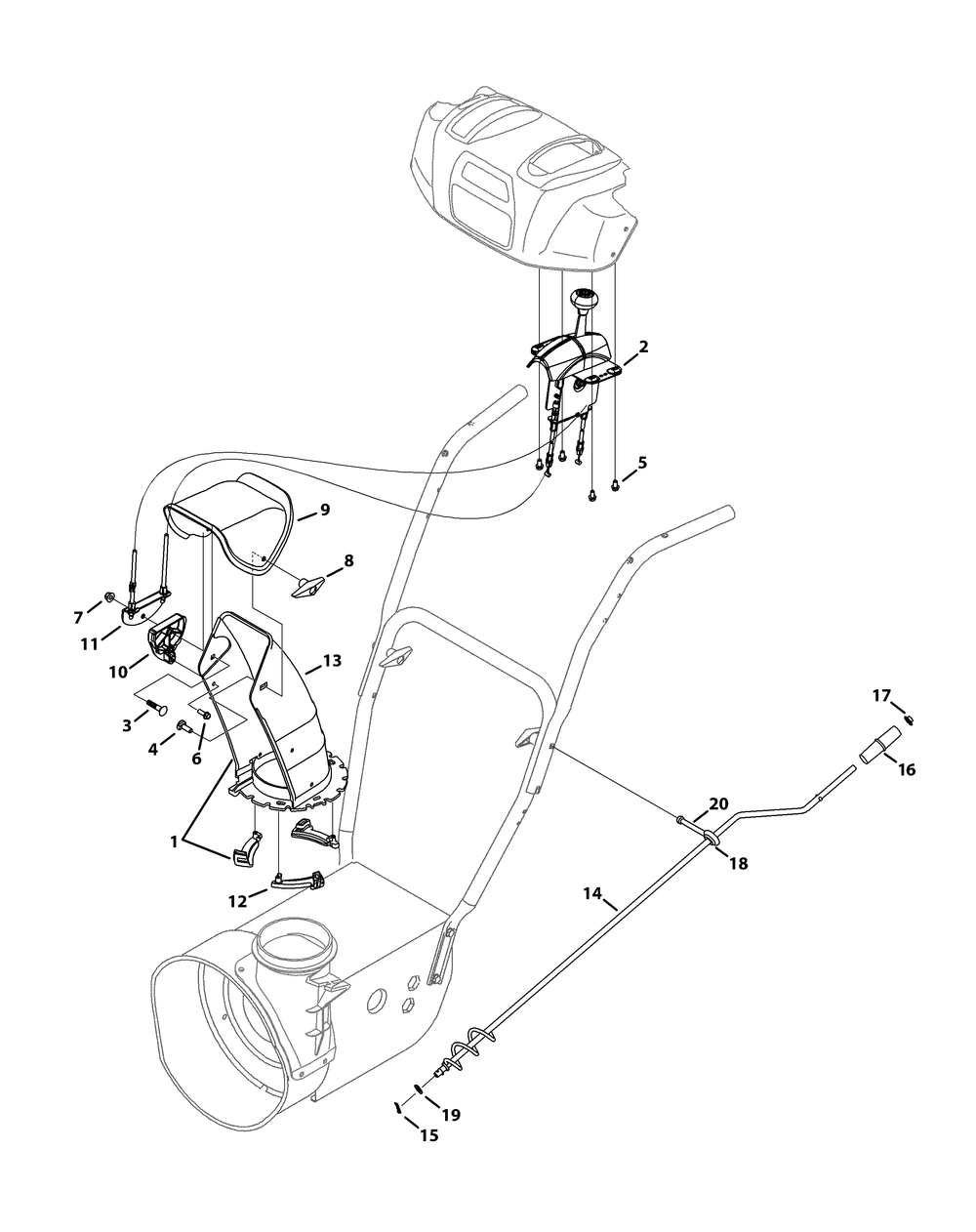 Standard 2-Way Chute Diagram and Parts List for 2X524WE (31AM63SR710-31AM63SR713-31AM63SR756)(2014) Cub Cadet Snow Blower
